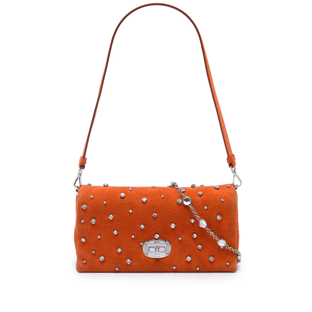 Pre-Loved Miu Miu Crystal Embellished Suede Satchel